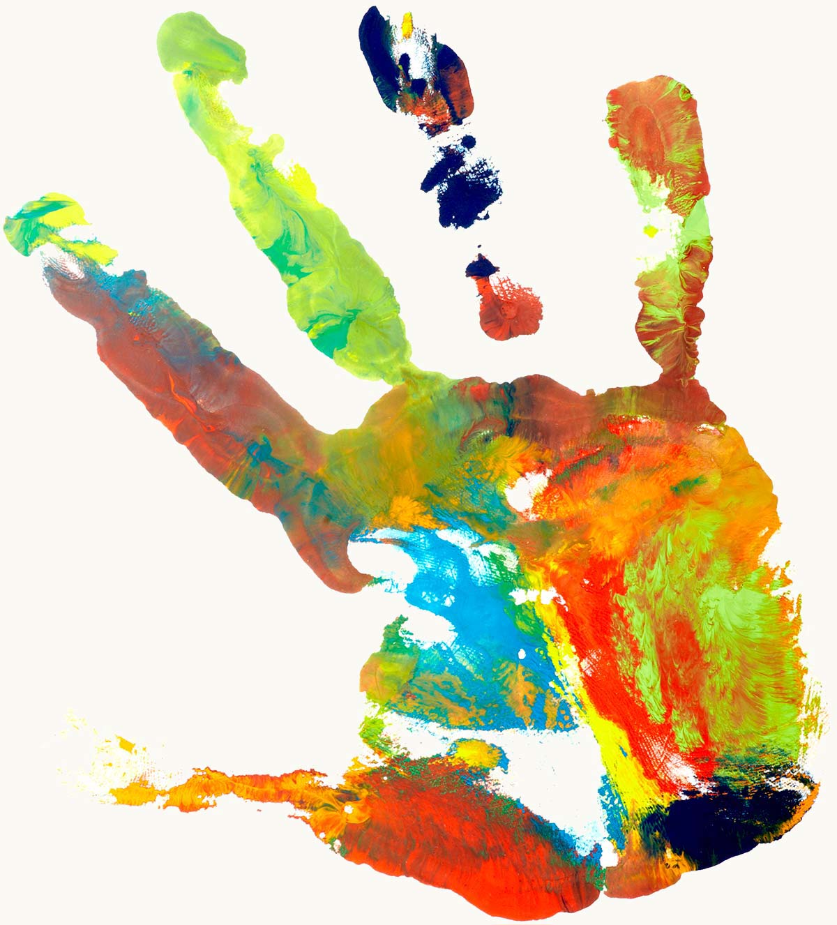 Multi-coloured hand print