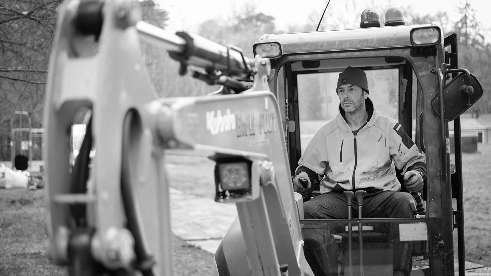 Mick operating a digger