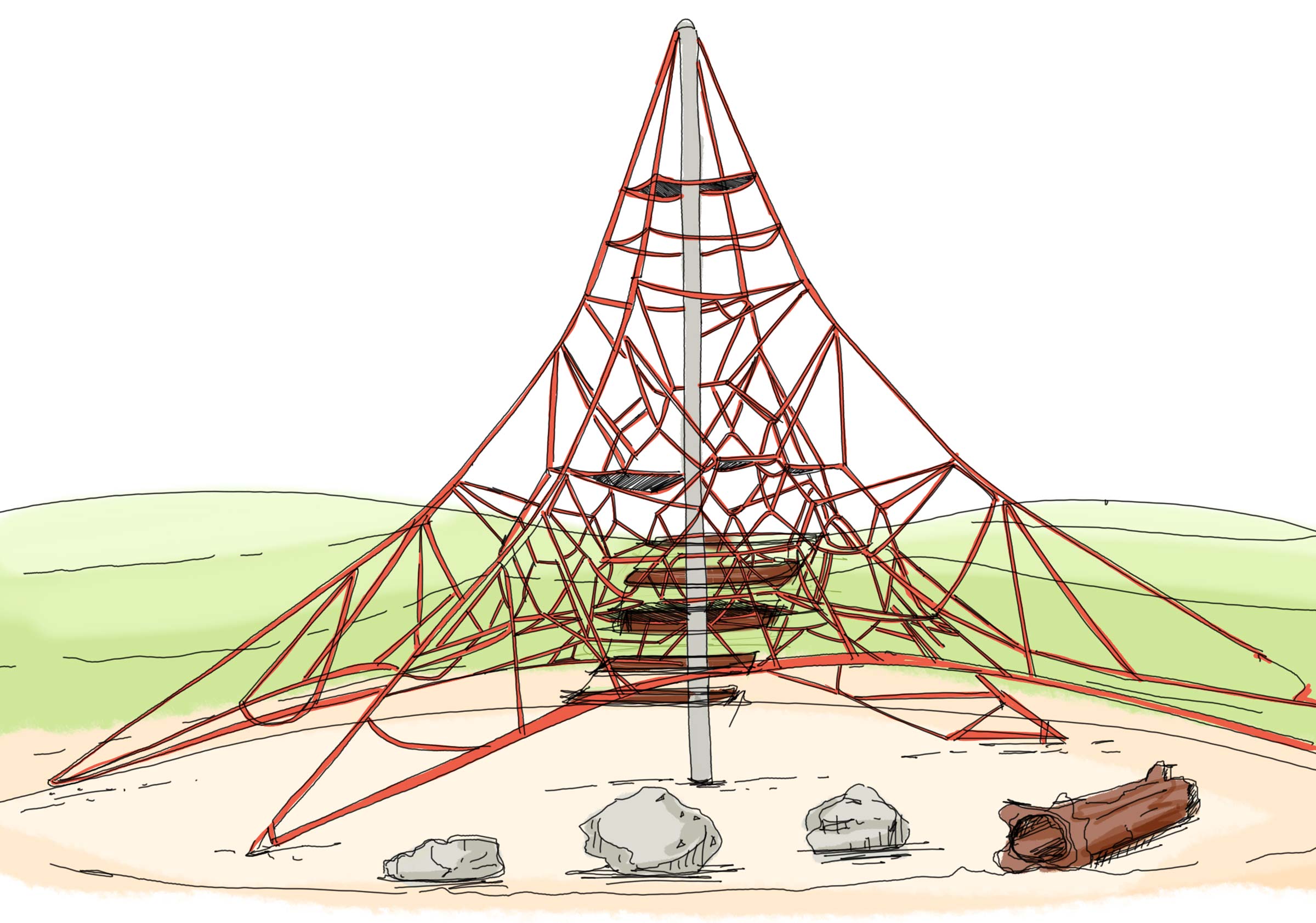 Drawing of climbing net