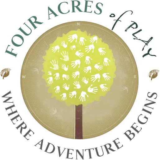 Four Acres of Play logo with a tree of green hands and the text 'Where Adventure Begins' surrounding it.